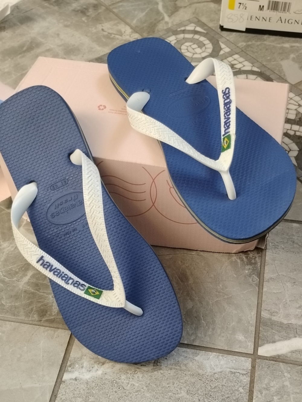Havaianas Blue Flip Flop Sandals with White Straps